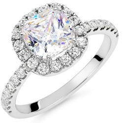 Λευκόχρυσο μονόπετρο δαχτυλίδι cushion Κ14 Λευκόχρυσο μονόπετρο δαχτυλίδι cushion Κ14